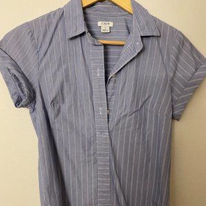 J.Crew Short Sleeve Popover Shirt in Blue Stripes - XS